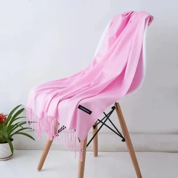 Осенний двухсторонний шарф палантин Cashmere 200*70 см розовый