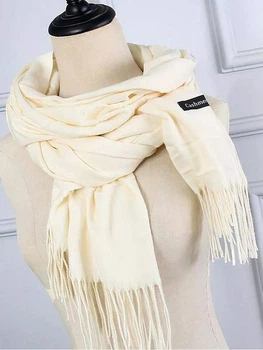 Осінній двосторонній шарф палантин Cashmere 200*70 см молочний