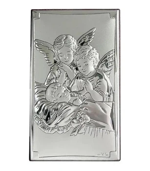 Срібна ікона Ангели біля дитини (6,5 x 11 см) Valentі 81377 3L