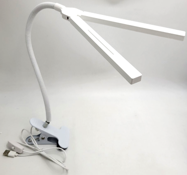 Светодиодная LED настольная USB лампа гибкая на прищепке 2 плафона UKC XSD 919 белый