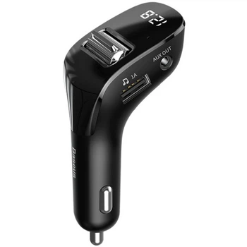 Автомобильный FM-трансмиттер (FM-модулятор) Baseus Streamer F40 AUX Bluetooth 5.0 MP3 c функцией зарядного устройства Dual-USB 3А (CCF40-01)