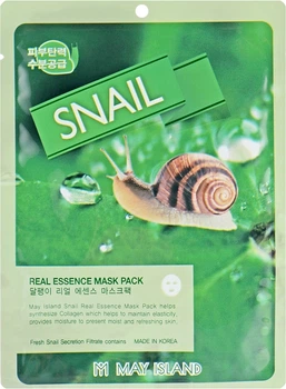 Тканевая маска для лица с муцином улитки - May Island Real Essence Snail Mask Pack 25ml (793714-9935)
