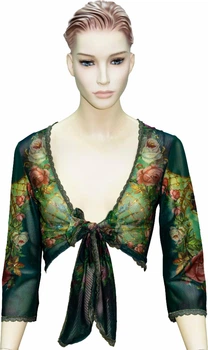 Блуза жіноча "Королівський шарм" Michal Negrin з кристалами Swarovski, бісером і квітковим принтом, ручна робота (р-M)