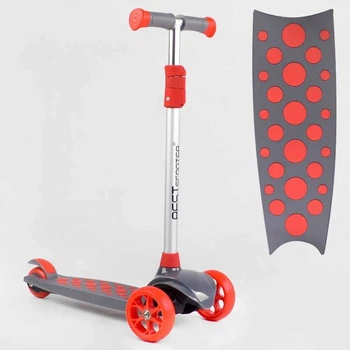 Самокат трехколесный складной с подсветкой колес и деки Best Scooter серый с красным LK-52003