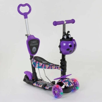 Дитячий самокат - трансформер 5 в 1 з підсвічуванням Best Scooter Сонечко 19870 фіолетовий