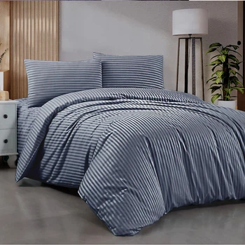 Комплект постільної білизни Zastelli полуторний 145x210 см Jeans Синій Stripe сатин полібавовна (2555000001796)