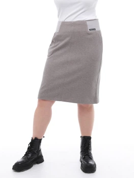 Юбка женская серая теплая на резинке большой размер 2293-B-1 46