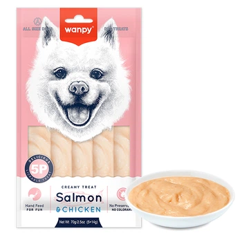 Рідкі ласощі для собак Wanpy Creamy Lickable Treats Salmon&Chicken лосось курка (RA-74)