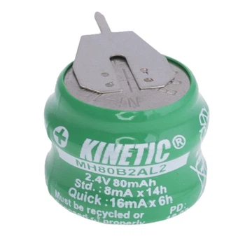 NiMH 80mAh, 2, 4V, 15,6x12,4x22,2мм Kinetic, никель-металл-гидридный аккумулятор MH80B2AL2
