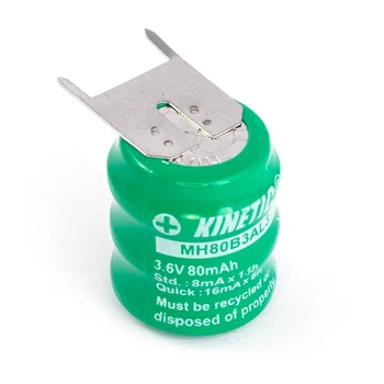 NiMH 80mAh, 3,6V, 15, 6x19, 2мм Kinetic, никель-металл-гидридный аккумулятор MH80B3AL3 3V6