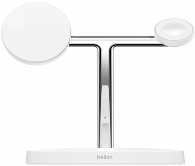 Зарядний пристрій Belkin BoostCharge Pro 3-in-1 Wireless Charger MagSafe 15W White (745883885817)