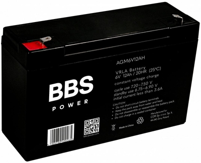 Акумулятор BBS Power AGM6V12AH AGM VRLA 6 V 12 Ah