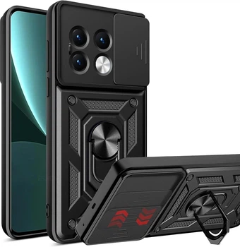 Чехол Fiji Camera Defence для OnePlus Ace 2 бампер с защитой камеры и подставкой Black