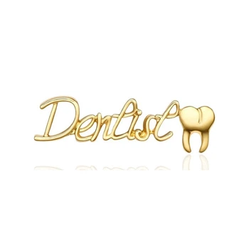 Значок (пин) BROCHE брошь бижутерия Медицина Dentist стоматологу золотистый BRGV114448