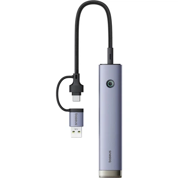 USB-хаб Baseus UltraJoy Series 4-Port HUB AIR USB-A&Type-C to USB 3.1 x4 + Type-C 5V (B0005280B811-15) Space Grey