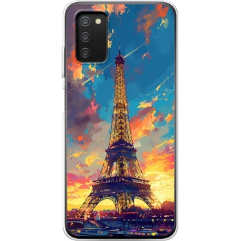 Силиконовый Чехол с Картинкой для Samsung Galaxy A03s (A037) Принт (Париж, Эйфелева Башня) (43255-ysm038)