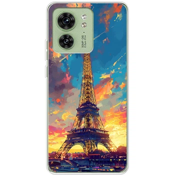Силиконовый Чехол с Картинкой для Motorola Edge 40 Принт (Париж, Эйфелева Башня) (49857-ysm038)
