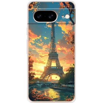Силиконовый Чехол с Картинкой для Google Pixel 8 Принт (Париж, Эйфелева Башня) (50547-ysm037)
