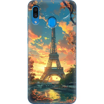 Силиконовый Чехол с Картинкой для Samsung Galaxy A30 (A305) Принт (Париж, Эйфелева Башня) (36416-ysm037)