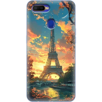 Силиконовый Чехол с Картинкой для OPPO A12 Принт (Париж, Эйфелева Башня) (42728-ysm037)