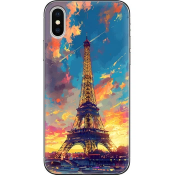 Силиконовый Чехол с Картинкой для IPhone X Принт (Париж, Эйфелева Башня) (32139-ysm038)