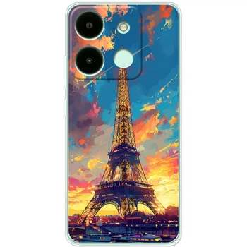 Силиконовый Чехол с Картинкой для Infinix Smart 7 Принт (Париж, Эйфелева Башня) (48036-ysm038)