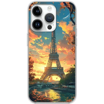 Силиконовый Чехол с Картинкой для iPhone 14 Pro Принт (Париж, Эйфелева Башня) (44842-ysm037)