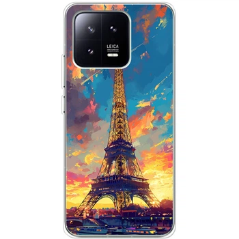 Силиконовый Чехол с Картинкой для Xiaomi 13 Принт (Париж, Эйфелева Башня) (46192-ysm038)