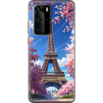 Силиконовый Чехол с Картинкой для Huawei P40 Pro Принт (Париж, Эйфелева Башня) (39750-ysm036)