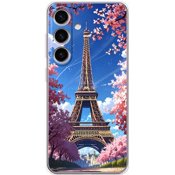 Силиконовый Чехол с Картинкой для Samsung Galaxy S24 Принт (Париж, Эйфелева Башня) (50953-ysm036)