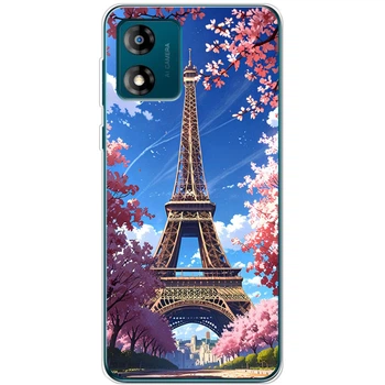 Силиконовый Чехол с Картинкой для Motorola E13 Принт (Париж, Эйфелева Башня) (45899-ysm036)