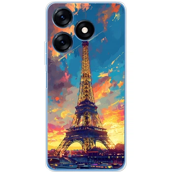 Силиконовый Чехол с Картинкой для Tecno Spark 10c Принт (Париж, Эйфелева Башня) (48168-ysm038)