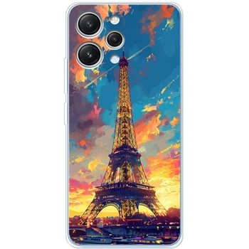 Силиконовый Чехол с Картинкой для Xiaomi Redmi 12 Принт (Париж, Эйфелева Башня) (48068-ysm038)