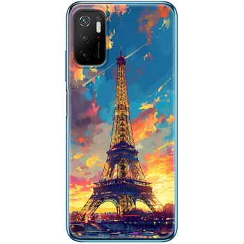Силиконовый Чехол с Картинкой для Xiaomi Poco M3 Pro Принт (Париж, Эйфелева Башня) (42474-ysm038)