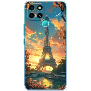 Силиконовый Чехол с Картинкой для Infinix Smart 6 Принт (Париж, Эйфелева Башня) (45089-ysm037)