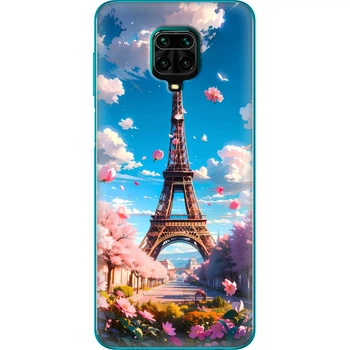 Силиконовый Чехол с Картинкой для Xiaomi Redmi Note 9 Pro Принт (Париж, Эйфелева Башня) (39806-ysm035)