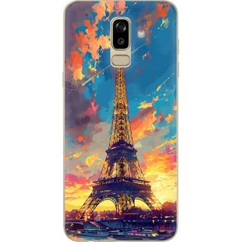 Силиконовый Чехол с Картинкой для Samsung Galaxy J8 2018 (J810) Принт (Париж, Эйфелева Башня) (34856-ysm038)
