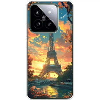 Силиконовый Чехол с Картинкой для Xiaomi 14 Pro Принт (Париж, Эйфелева Башня) (50957-ysm037)