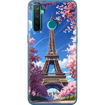 Силиконовый Чехол с Картинкой для Realme 5 Pro Принт (Париж, Эйфелева Башня) (39526-ysm036)