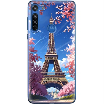 Силиконовый Чехол с Картинкой для Motorola G8 Принт (Париж, Эйфелева Башня) (40952-ysm036)