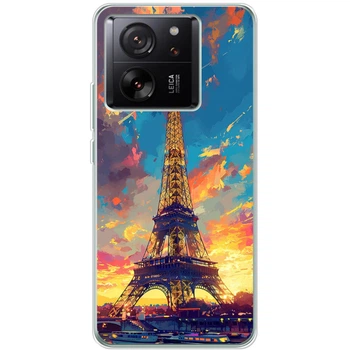 Силиконовый Чехол с Картинкой для Xiaomi 13T Pro Принт (Париж, Эйфелева Башня) (50456-ysm038)