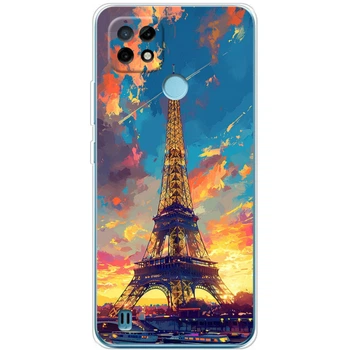 Силиконовый Чехол с Картинкой для Realme C21 Принт (Париж, Эйфелева Башня) (44707-ysm038)