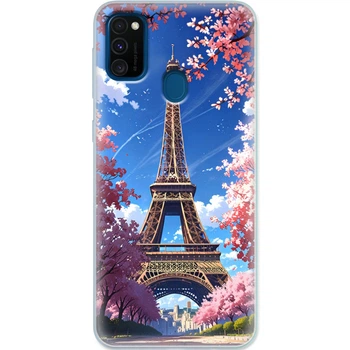 Силиконовый Чехол с Картинкой для Samsung Galaxy M21 (M215) Принт (Париж, Эйфелева Башня) (39465-ysm036)