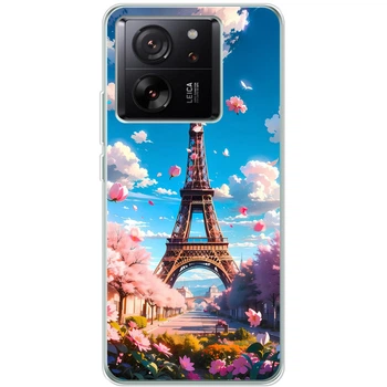 Силиконовый Чехол с Картинкой для Xiaomi 13T Принт (Париж, Эйфелева Башня) (50405-ysm035)