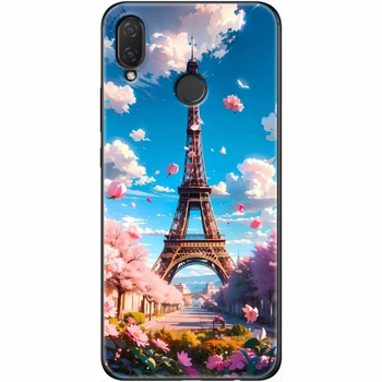 Силиконовый Чехол с Картинкой для Huawei P Smart Plus Принт (Париж, Эйфелева Башня) (34912-ysm035)