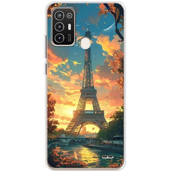 Силиконовый Чехол с Картинкой для ZTE Blade A52 Принт (Париж, Эйфелева Башня) (45321-ysm037)