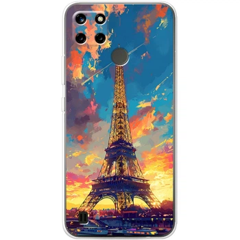 Силиконовый Чехол с Картинкой для Realme C21Y Принт (Париж, Эйфелева Башня) (43622-ysm038)