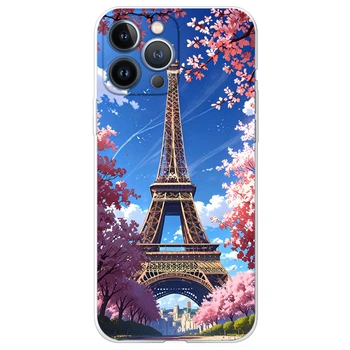 Силиконовый Чехол с Картинкой для iPhone 13 Pro Принт (Париж, Эйфелева Башня) (43365-ysm036)