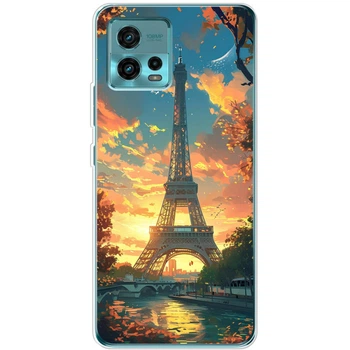 Силиконовый Чехол с Картинкой для Motorola G72 Принт (Париж, Эйфелева Башня) (45902-ysm037)