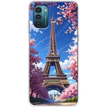 Силиконовый Чехол с Картинкой для Nokia G21 Принт (Париж, Эйфелева Башня) (44288-ysm036)